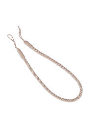 Gevlochten embrasse in een licht grijsbruine kleur met lussen aan beide uiteinden