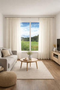 Een nonchalante, dichtere inbetween met een natuurlijke uitstraling door de grovere weving en de toevoeging van linnen.