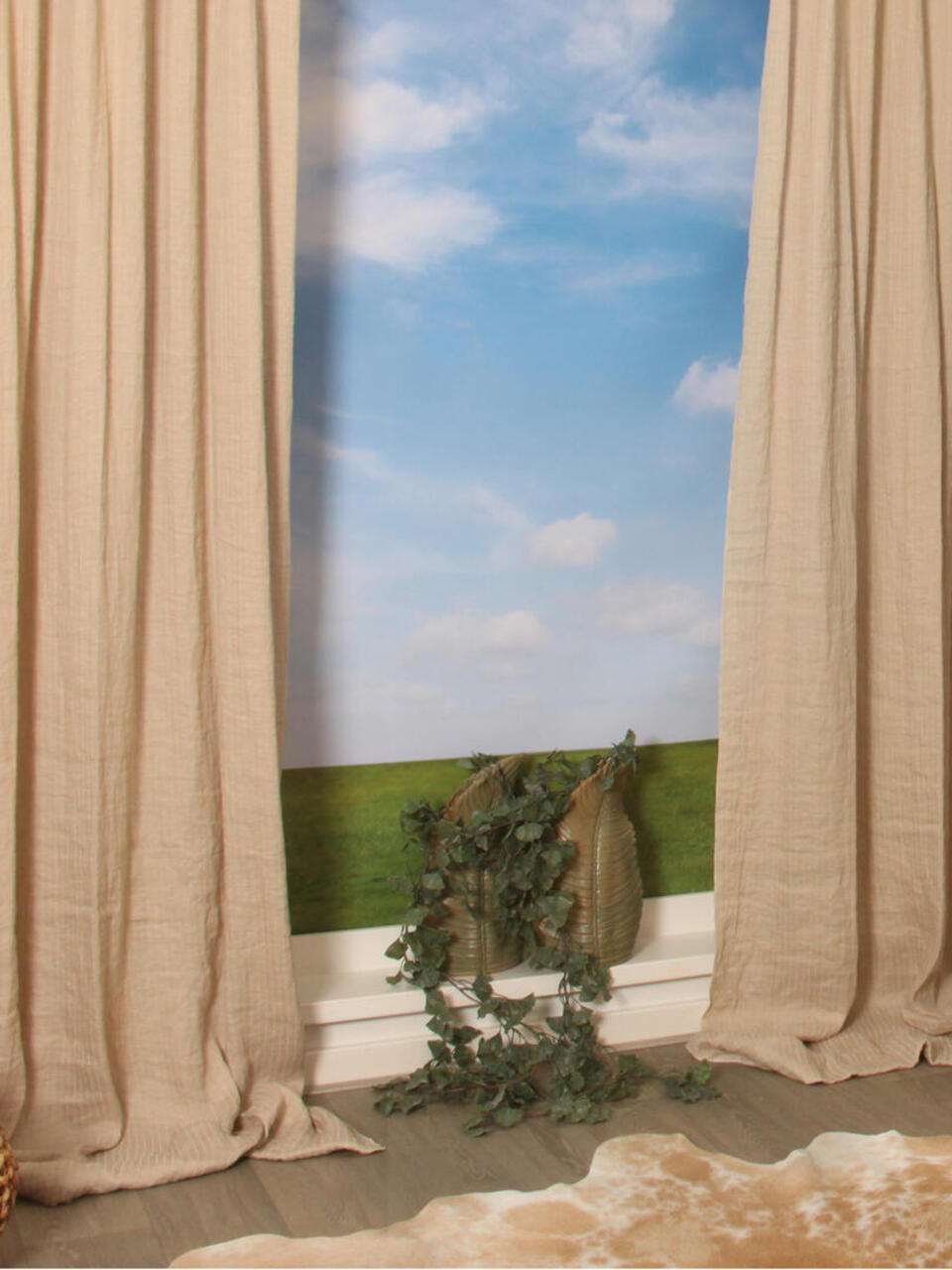 Deze mooie opengeweven kamerhoge inbetween gemaatk van 100% hennep, heeft een prachtige, luxueuze uitstraling