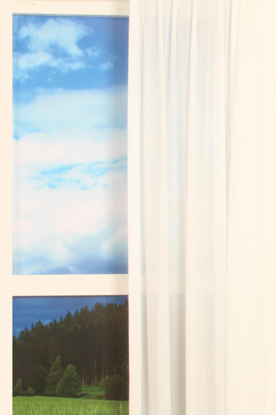 Soepelvallende fijn geweven vitrage in naturel