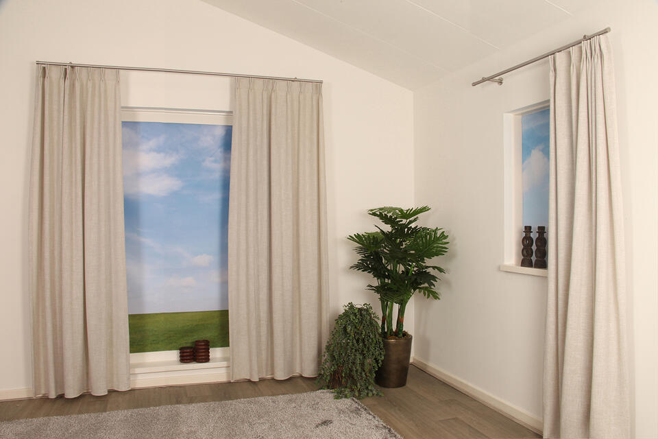 Freden is een linnenlook inbetween met een grove weving in beige en crème garens van ongelijke dikte