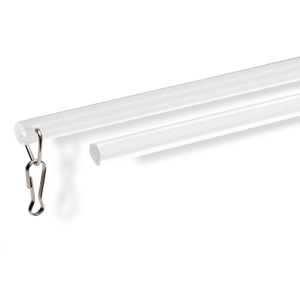 Luxe zeskantige kunststof trekstang in een lengte van 122 cm in transparant